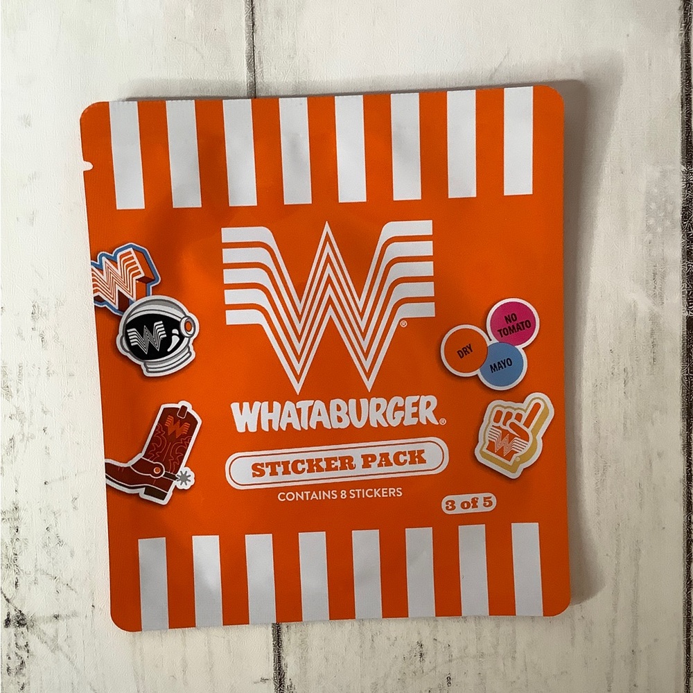 Whataburger Sticker Pack 3 of 5 Collectible 2026 Kids Meal Toy 8 Stickers Sealed